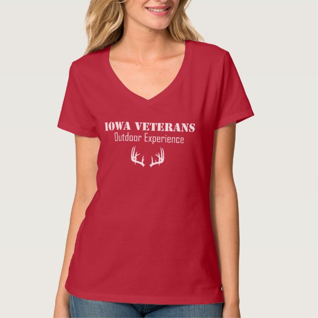 Iowa Veterans Outdoor Experience R.E.D. V-neck T-Shirt (Front)
