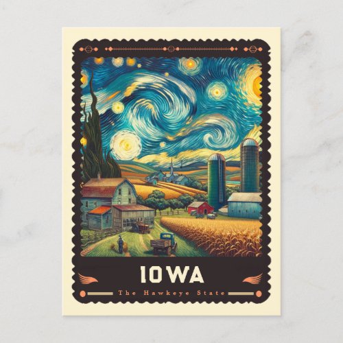 Iowa  Vincent Van Gogh Inspired Postcard