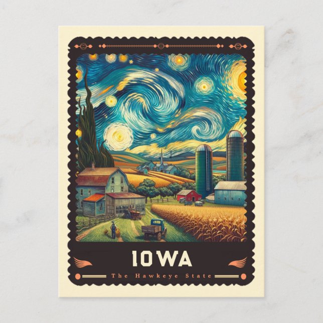 Iowa | Vincent Van Gogh Inspired Postcard (Front)