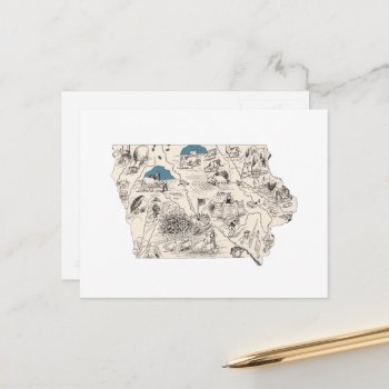 Iowa Vintage Picture Map Antique Iowan State Chart Postcard by PNGDesign at Zazzle