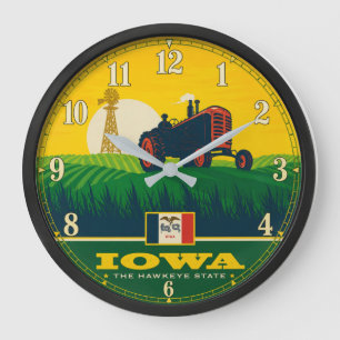 Iowa Wall Clock – Hawkeye State Farm Tractor