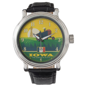 Iowa Wall Clock – Hawkeye State Farm Tractor Watch