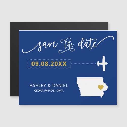 Iowa Wedding Save the Date Card Map Magnetic Invitation