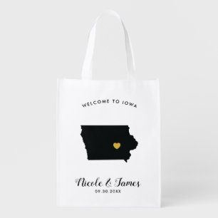 Iowa Wedding Welcome Bag Black and Gold Tote
