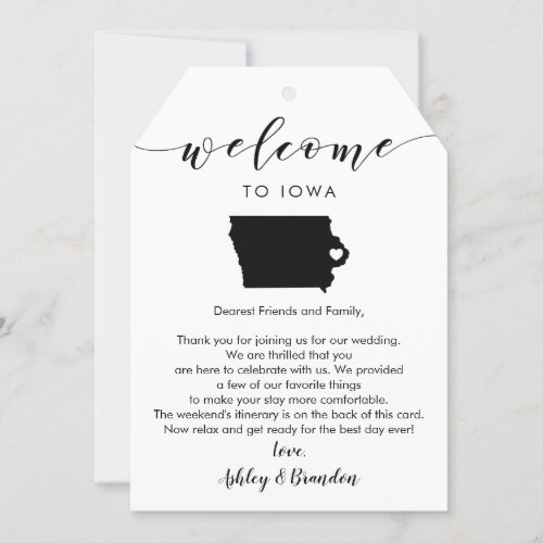 Iowa Wedding Welcome Tag Letter Itinerary