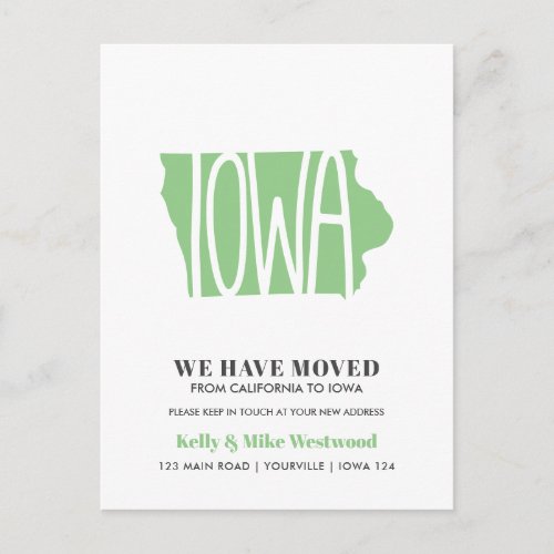 IOWA Weve moved New address New Home   Postcard