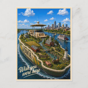 Iowa Wish You Were Here State Series Postcard