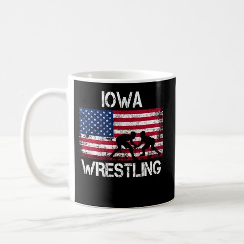 Iowa Wrestling American Flag For Wrestler Coffee Mug