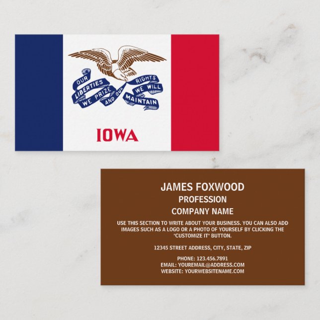 Iowan Flag, Flag of Iowa Business Card (Front/Back)