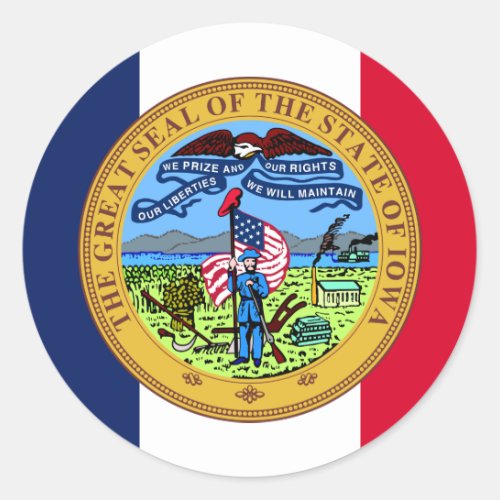 Iowan Flag  Seal Flag of Iowa Classic Round Sticker