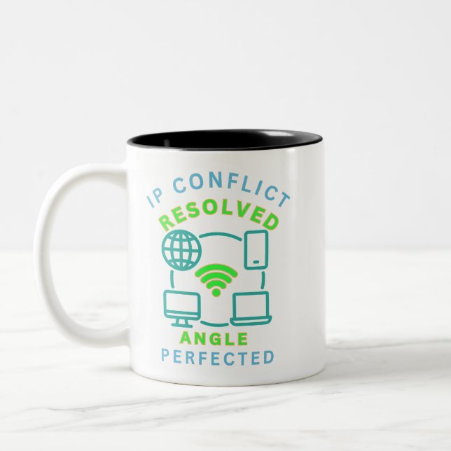 IP conflict reserved. Angle perfected Two-Tone Coffee Mug (Left)