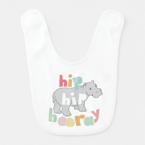 ip Hip Hooray Gray Hippo Drawing Cute Animal Art Baby Bib