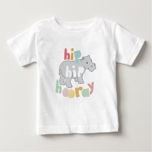 ip Hip Hooray Gray Hippo Drawing Cute Animal Art Baby T-Shirt