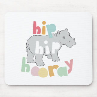 ip Hip Hooray Gray Hippo Drawing Cute Animal Art Mouse Pad