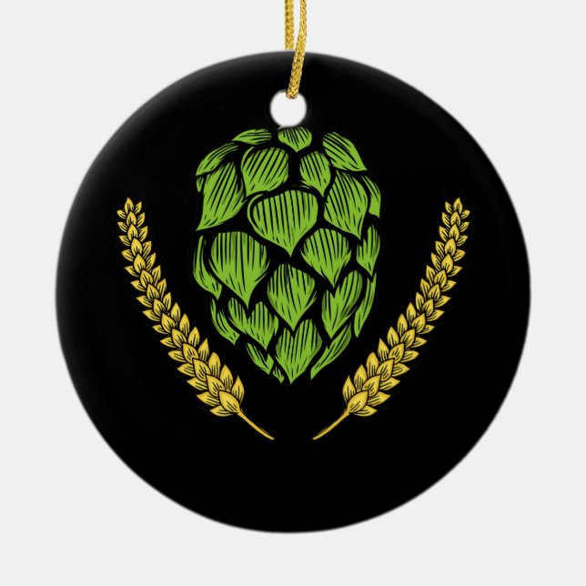 IPA Craft Beer Hops Logo Ceramic Ornament (Front)