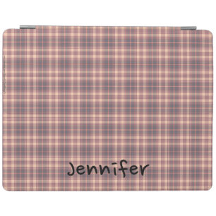 iPad 2/3/4 Cover Pink and Gray Plaid, Personalized