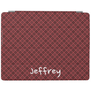 iPad 2/3/4 Cover, Red Tartan Plaid, Personalized Smart Cover