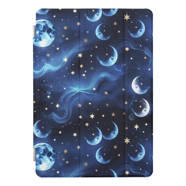 iPad Case – Luxury Sapphire Blue Celestial Moon (Front)