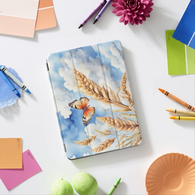 iPad cases covers wheat and blue sky (Desk)