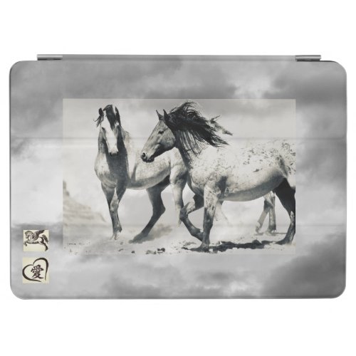 IPAD COVER WILD HORSES OF UTAH BLACK WHITE