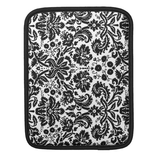 iPad Custom Monogram Red Black Floral Damask Sleeve (Back)