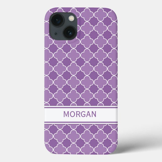 iPad Custom Name Purple Quatrefoil Pattern Case-Mate iPhone Case (Back)