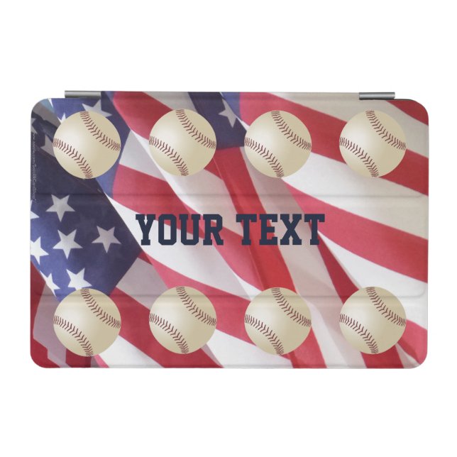 iPad Mini Case, American Flags with Baseballs Cover (Horizontal)