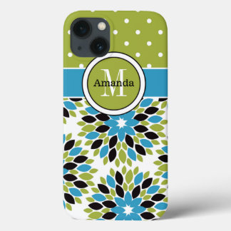 iPad Mini Case | Floral, Dots | Blue, Green 2