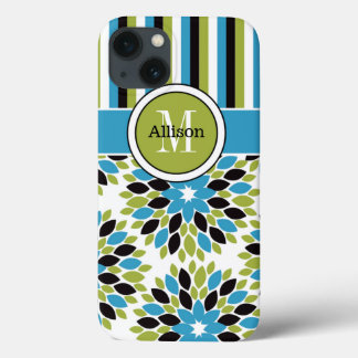 iPad Mini Case | Floral, Stripes | Blue, Green