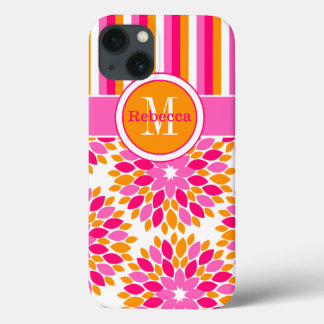 iPad Mini Case | Floral, Stripes | Pink, Orange