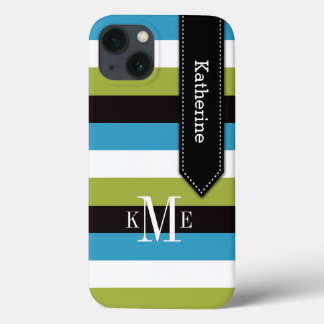 iPad Mini Case | Stripes | Blue Green Black White