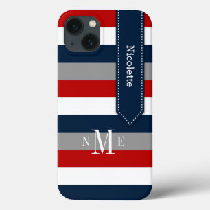 iPad Mini Case Stripes Navy, Red, White, Gray