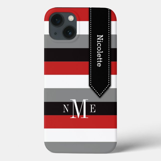 iPad Mini Case | Stripes | Red, Black, Gray (Back)