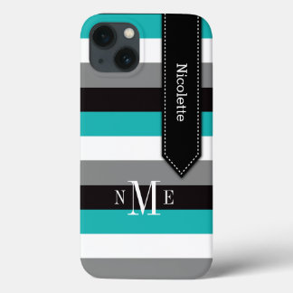 iPad Mini Case | Stripes | Turquoise, Black, Gray