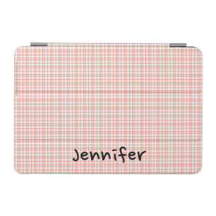 iPad Mini Cover Orange & White Plaid, Personalized