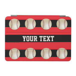 iPad Mini Cover, Red Striped with Baseballs Cover