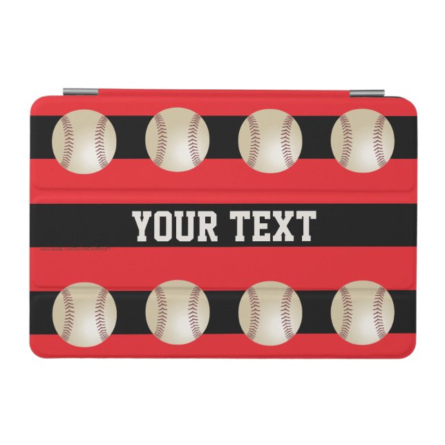 iPad Mini Cover, Red Striped with Baseballs Cover (Horizontal)