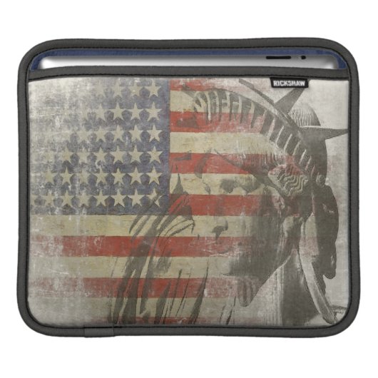 iPad sleeve with Statue of Liberty American Flag (Front Device)