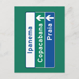 Ipanema/Copacabana/Beach, Brazil Traffic Sign Postcard