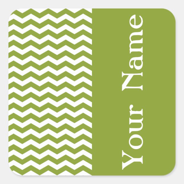 Ipanema Green Wave Chevron with name Square Sticker (Front)