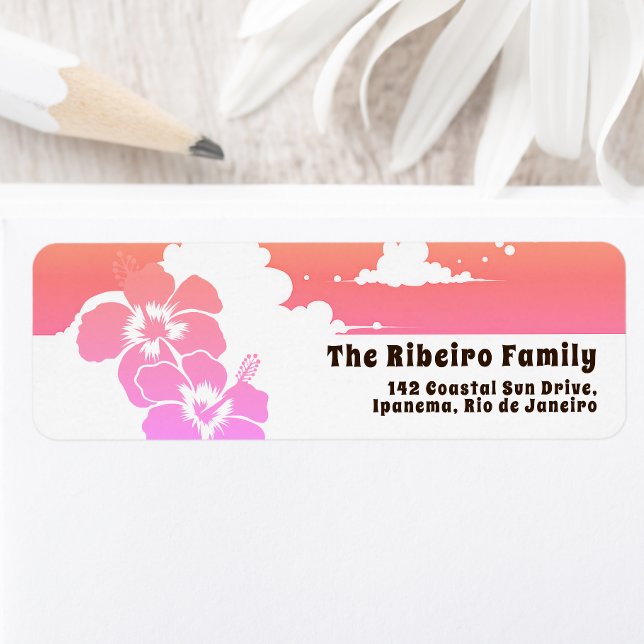 Ipanema Hibiscus & Summer Clouds Customizable Label (Creator Uploaded)