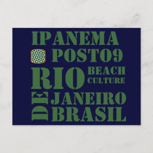 Ipanema posto 9, beach culture postcard