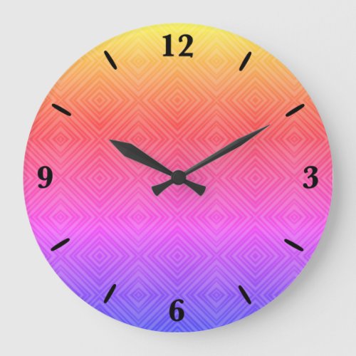 Ipanema Rainbow Hypnotic Diamond Modern Pop Art Large Clock