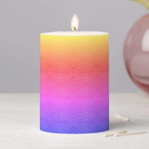 Ipanema Rainbow Hypnotic Diamond Modern Pop Art Pillar Candle