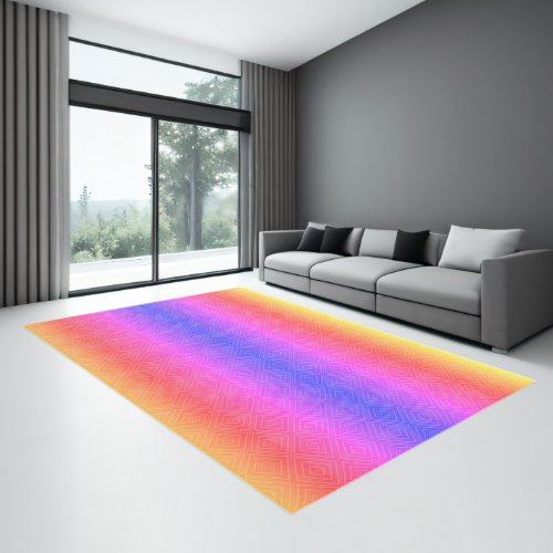 Ipanema Rainbow Hypnotic Diamond Modern Pop Art Rug