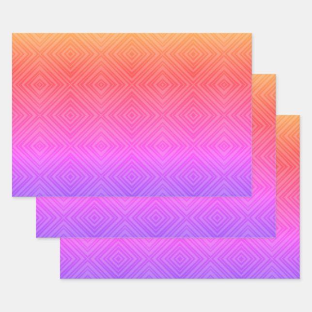 Ipanema Rainbow Hypnotic Diamond Modern Pop Art Wrapping Paper Sheets (Set)
