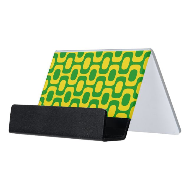 Ipanema Sidewalk Pattern, Beach Pattern, Brazil Desk Business Card Holder (Angled Front)