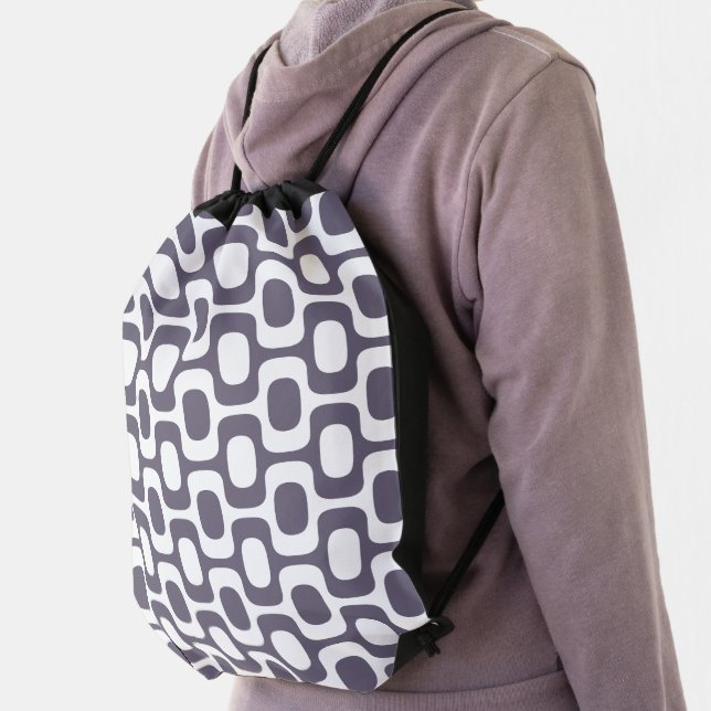 Ipanema Sidewalk Pattern, Beach Pattern, Brazil Drawstring Bag (Insitu)