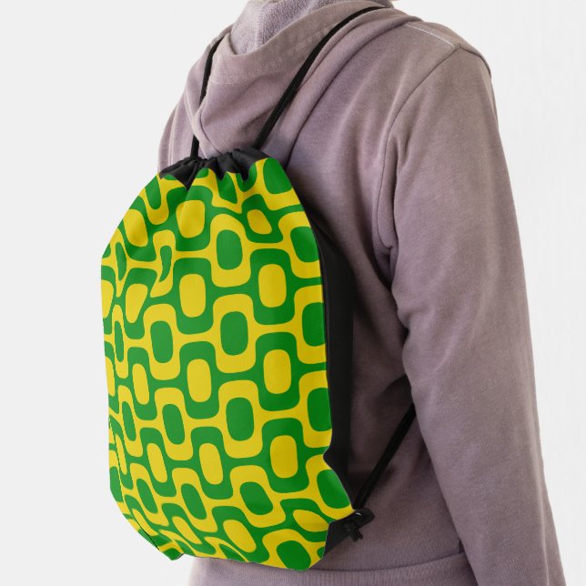 Ipanema Sidewalk Pattern, Beach Pattern, Brazil Drawstring Bag (Insitu)