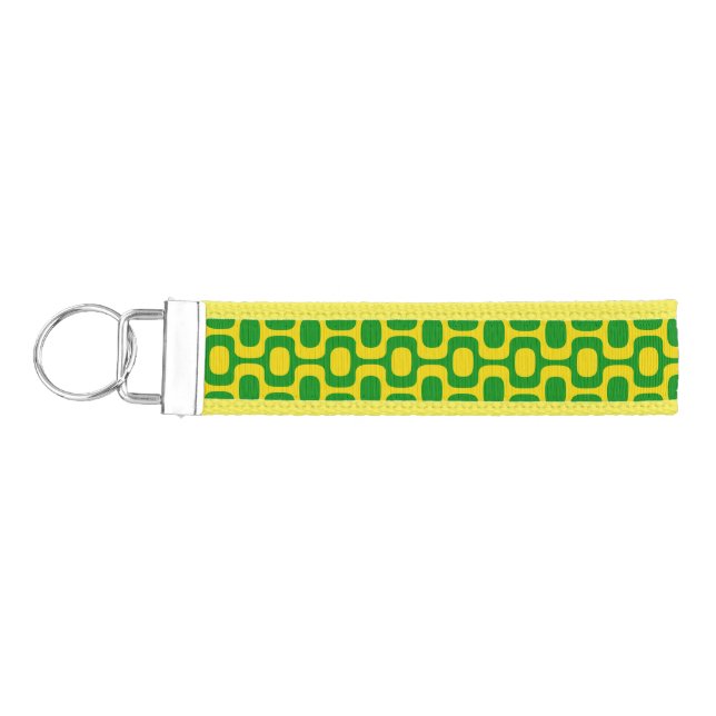 Ipanema Sidewalk Pattern, Beach Pattern, Brazil Wrist Keychain (Keys on Left)